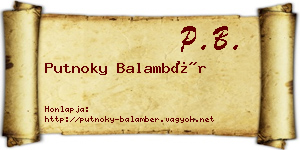 Putnoky Balambér névjegykártya